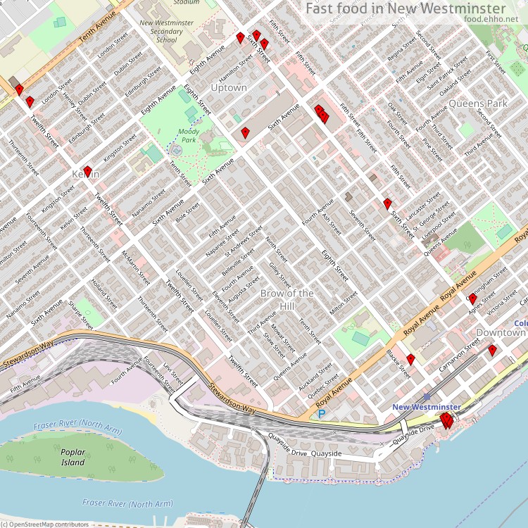 Fast food New Westminster Map